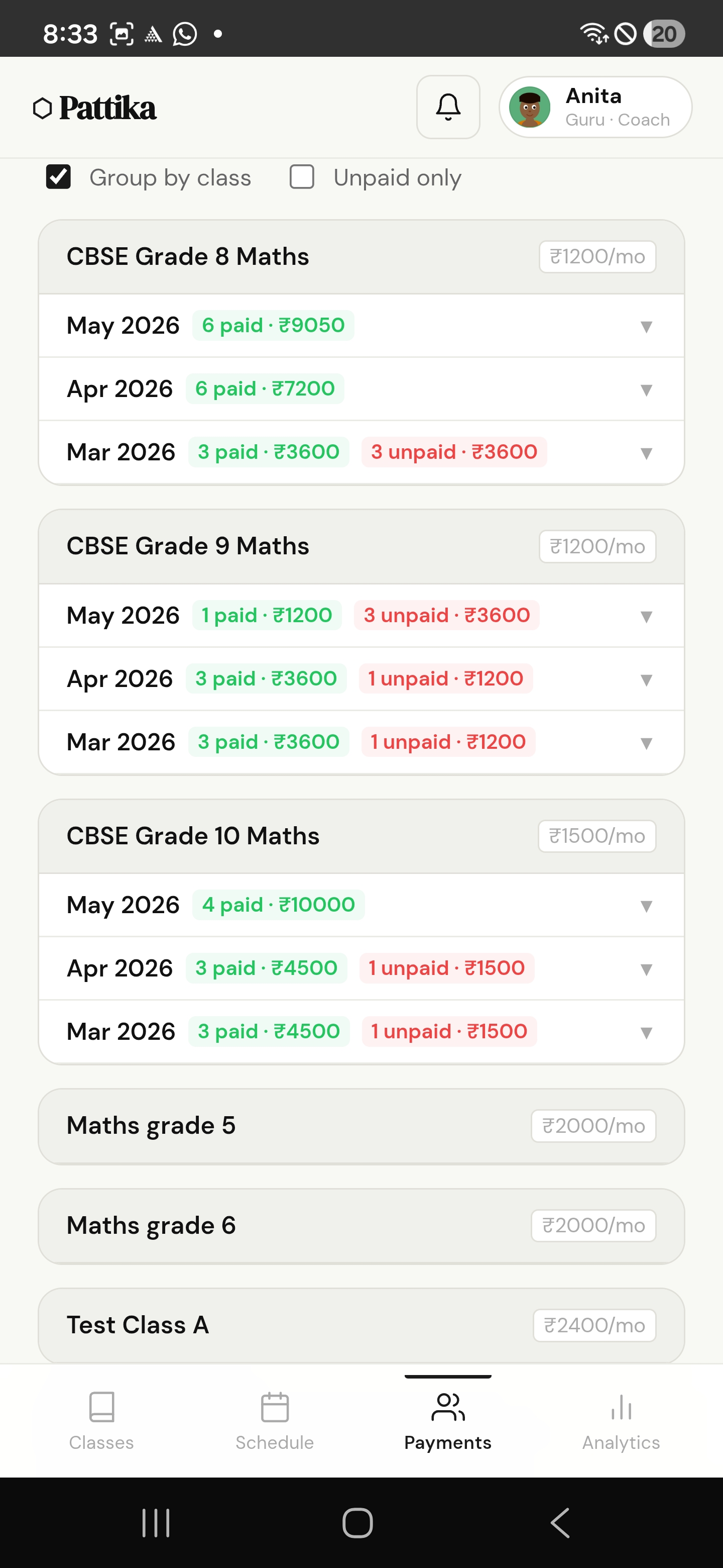 Payments summary